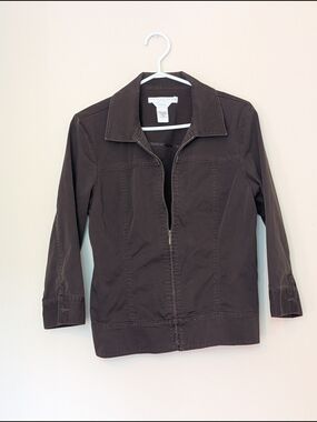 Geoffrey Beene Dark Brown Zip-Front Jacket, Size Large